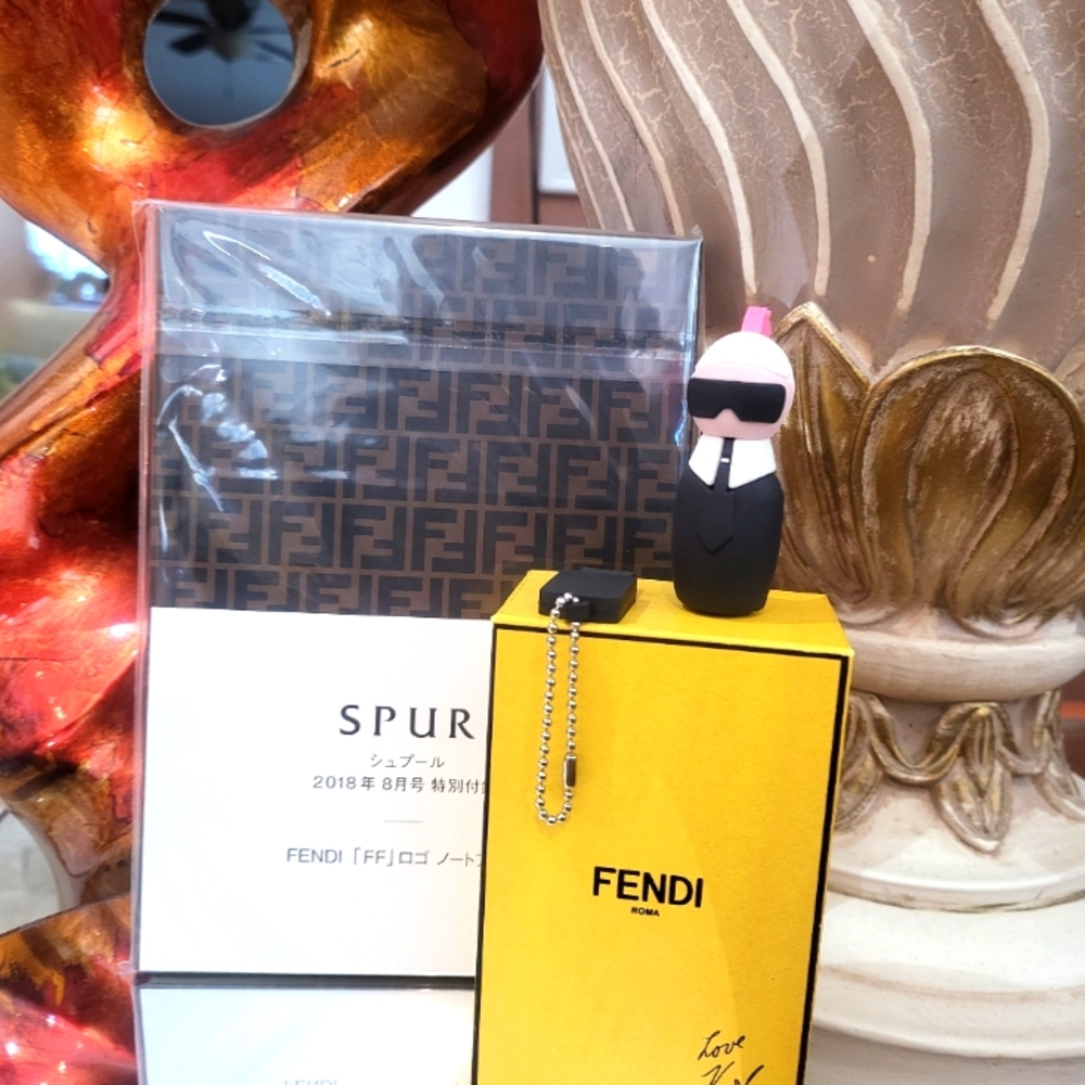 FENDI Karl Lagerfeld novelty KeyChain USB/PEN Drive & JAPAN EXCLUSIVE NOTEBOOK.